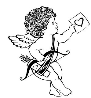 cupido con letterina di amore in mano