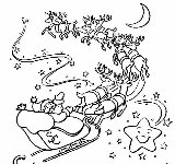 slitta e renne di babbo natale tra le stelle e la luna